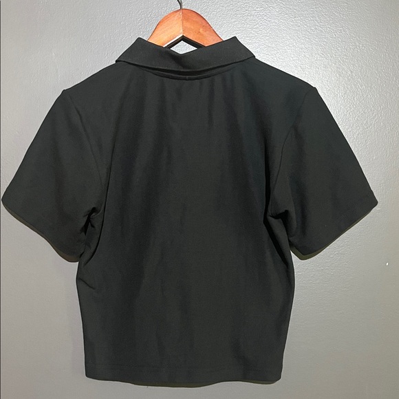 Black Cropped Polo Top - Picture 5 of 11